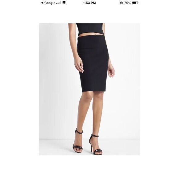 Express Women Body Contour Sweater Pencil Skirt Black Elastic Waistband Stretch - Picture 2 of 12